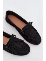 Dámské mokasíny s šněrováním a třásněmi Černé Glorina