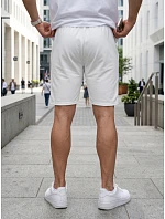 Pánske teplákové šortky so šnúrkou, biele, FashionStreet SX2630 Pánske teplákové šortky so šnúrkou, biele, FashionStreet SX2630