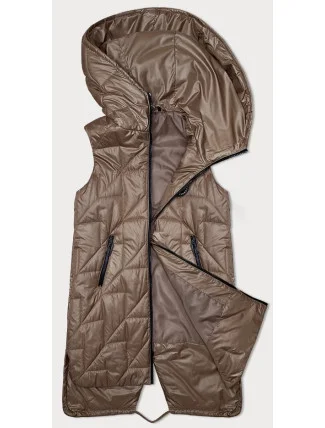 Tmavobéžová prešívaná dámska vesta s asymetrickou spodnou časťou S'West (B8237-101) Tmavobéžová prešívaná dámska vesta s asymetrickou spodnou časťou S'West (B8237-101)