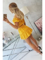 Vyšívaná súprava s horčicovou blúzkou s bodkami