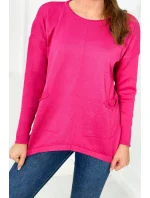 Sveter s prednými vreckami fuchsie Sveter s prednými vreckami fuchsie