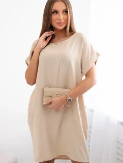 Šaty s vreckami béžové