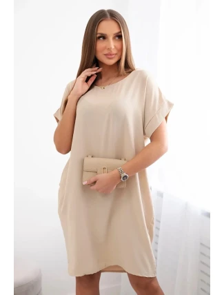 Šaty s vreckami béžové