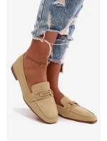 Dámské Mokasyny Loafersy s Ozdobným Prvkem Žluté Evelora