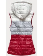 Bielo-šedo-červená dámska vesta s kapucňou (6304) Bielo-šedo-červená dámska vesta s kapucňou (6304)