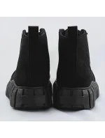 Čierne šnurovacie topánky z imitácie semišu (XA057)