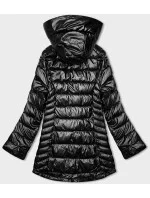 Čierna dámska prešívaná bunda s kapucňou S'west (B8028-1)