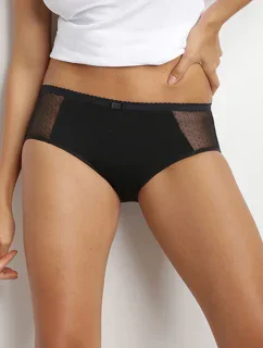 Nočné menštruačné boxerky s čipkou DIM MENSTRUAL NIGHT LACE BOXER - DIM - čierna