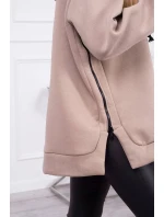 Zateplená mikina so zipsom na boku tmavo béžová