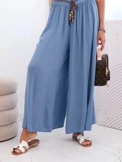 Dámske viskózové nohavice so širokými nohavicami z denimu