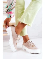 Skórzane Półbuty Z Sercem Beżowe Curtis