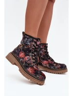 Wzorzyste Botki Damskie Ocieplane Artiker 57C1054 Czarne