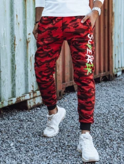 Pánske tepláky s potlačou moro červené FashionStreet UX4443
