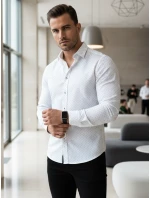 Pánska biela vzorovaná košeľa slim fit FashionStreet DX2697