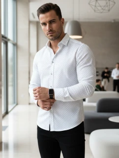 Pánska biela vzorovaná košeľa slim fit FashionStreet DX2697