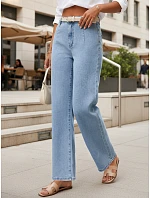 Dámske džínsy s vysokým pásom a širokými nohavicami modré FashionStreet UY2968