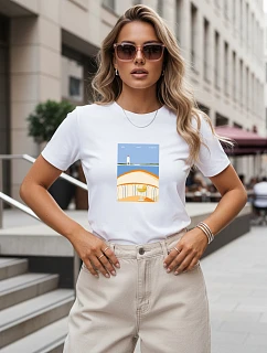Dámske tričko s potlačou, bavlnené, klasické, biele, FashionStreet NX8027RY