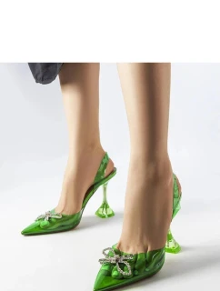 Dámske lodičky na podpätku PM2879 Green - Sweet Shoes