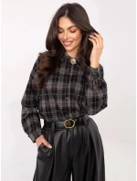 Dámska kockovaná flanelová košeľa čierna (21638)
