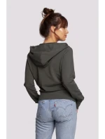 B246 Zavinovací sveter s kapucňou - vojensky zelený