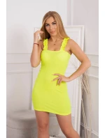 Žlté neónové šaty bez ramienok