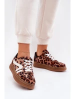 Damskie Sneakersy Na Platformie Panterka Brązowe Totter