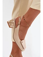 Kožené topánky na podpätku so zdobením Artiker 58C0672 Beige