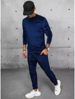 Pánska tmavomodrá velúrová mikina FashionStreet BX5531