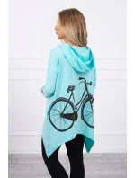 Mikina s potlačou bicykla mätová