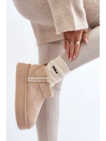 Śniegowce Na Platformie Ze Wzorem Beżowe Udra