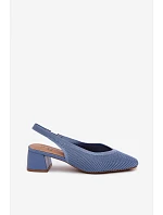 Materiálové dámské sandály na podpatku Modré Marcellé