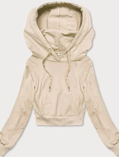 Krátka mikina s kapucňou ecru (8B939-67+132)