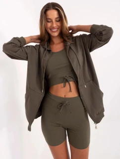 Dámska základná dvojdielna súprava v khaki farbe (7742)