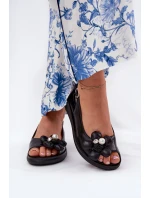 Sandały Damskie Z Ozdobnym Kwiatkiem Czarne Divonne