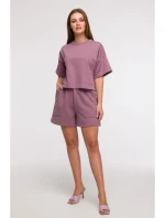 B294 Orezaná mikina s krátkym rukávom - heather