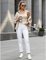 Dámske džínsy s vysokým pásom a opaskom Mom Fit white FashionStreet UY2924
