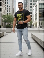 Pánske voľnočasové tričko s potlačou čierne FashionStreet NX5008R