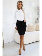 569-2 Semišová sukňa s viazaním - ČIERNA