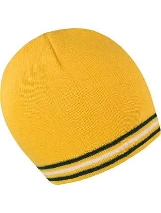 Result Headwear R 368X Pletená čiapka s kontrastnými pruhmi 28.368X zlatá/zelená-biela Result Headwear R 368X Pletená čiapka s kontrastnými pruhmi 28.368X zlatá/zelená-biela