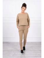 Súprava s oversize blúzkou camel