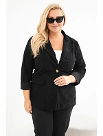 Dámske sako Plus Size z manšestru s klopami a vreckami, čierne Dámske sako Plus Size z manšestru s klopami a vreckami, čierne