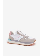 Zamszowe Sneakersy Damskie Big Star RR274A047 HI-POLY SYSTEM Beżowo-Białe