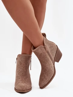 Botki Kowbojki Damskie Na Obcasie S.Barski HY52-538 Beżowe