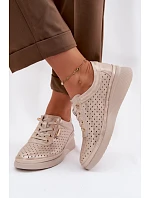 Kožené Ažurové Dámské Polobotky Vinceza 79603 Zlaté Kožené Ažurové Dámské Polobotky Vinceza 79603 Zlaté