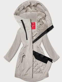 Ľahko zateplená béžová dámska bunda s kapucňou LHD (LHD-24589)
