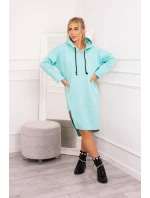 Šaty s kapucňou a bočným rázporkom mint