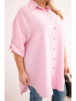 Dámske tričko z viskózy v nadmernej veľkosti s dlhším zadným dielom Candy Pink Dámske tričko z viskózy v nadmernej veľkosti s dlhším zadným dielom Candy Pink