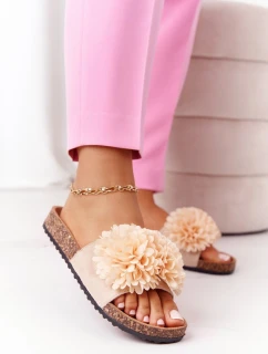 Klapki Na Korkowej Podeszwie Beżowe Flowerbomb