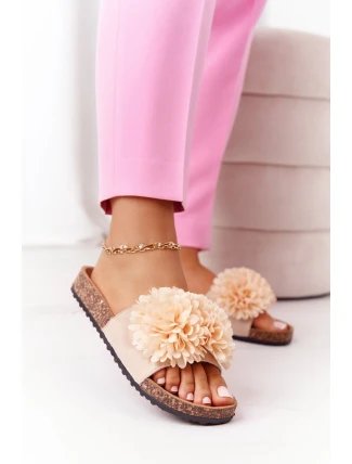 Korkové papuče s podrážkou Beige Flowerbomb Korkové papuče s podrážkou Beige Flowerbomb