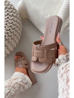 Dámské nazouváky na ploché podrážce tmavě béžové Lorania